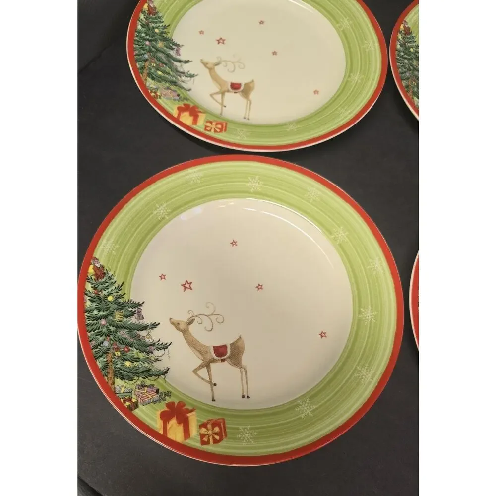 Spode Christmas Jubilee Salad Plates Set Of 4 Reindeer Tree Ceramic Holiday